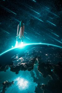 rocket, nature, land, diver, comet, sky, space, planet, underwater, fantasy, photoshop